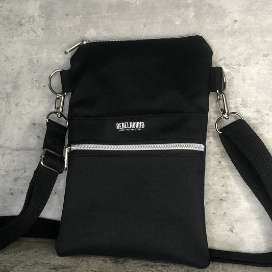 ONYX Black and Silver Waterproof Dog Walking Cross Body Bag