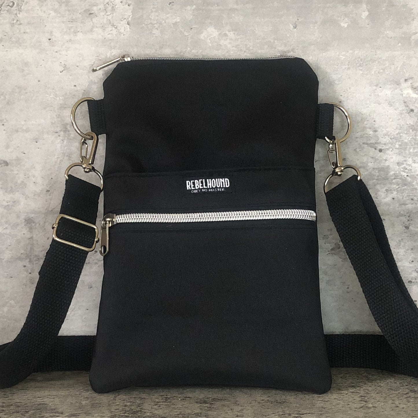 ONYX Black and Silver Waterproof Dog Walking Cross Body Bag