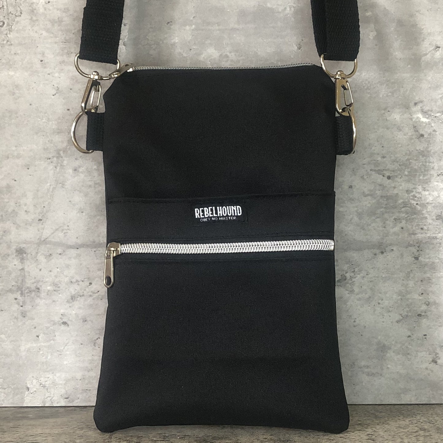 ONYX Black and Silver Waterproof Dog Walking Cross Body Bag