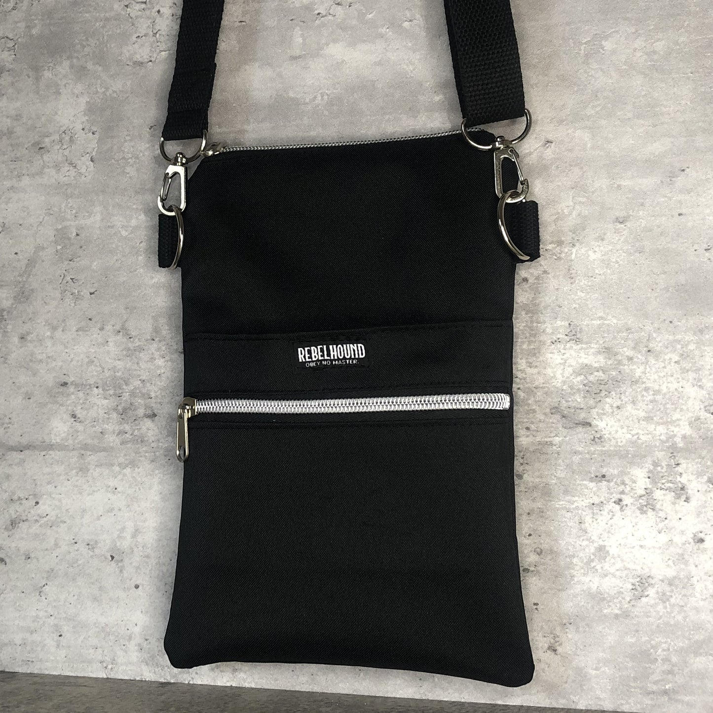 ONYX Black and Silver Waterproof Dog Walking Cross Body Bag