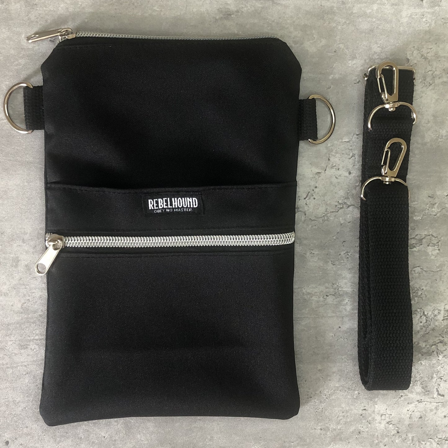 ONYX Black and Silver Waterproof Dog Walking Cross Body Bag