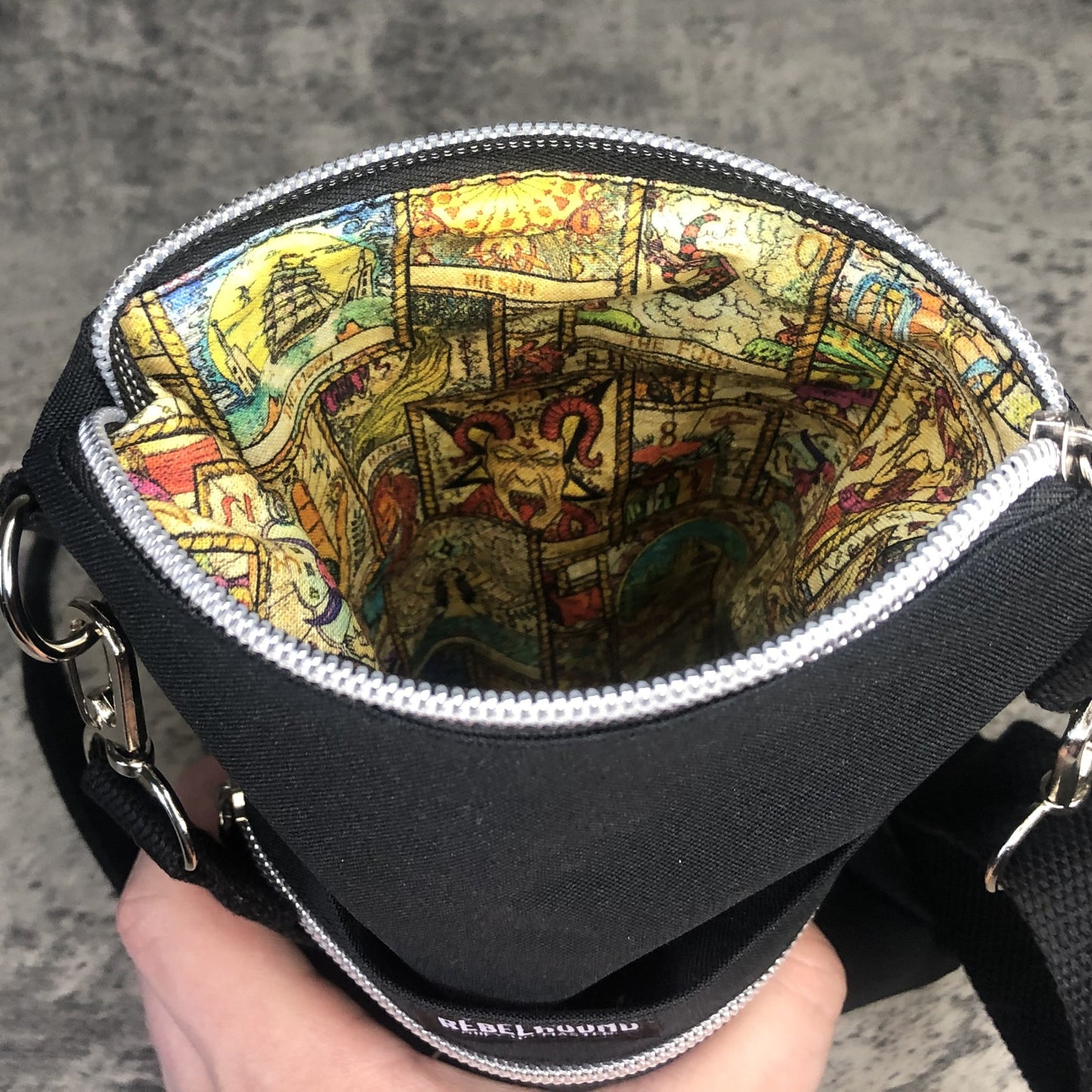 ONYX Black and Silver Waterproof Dog Walking Cross Body Bag