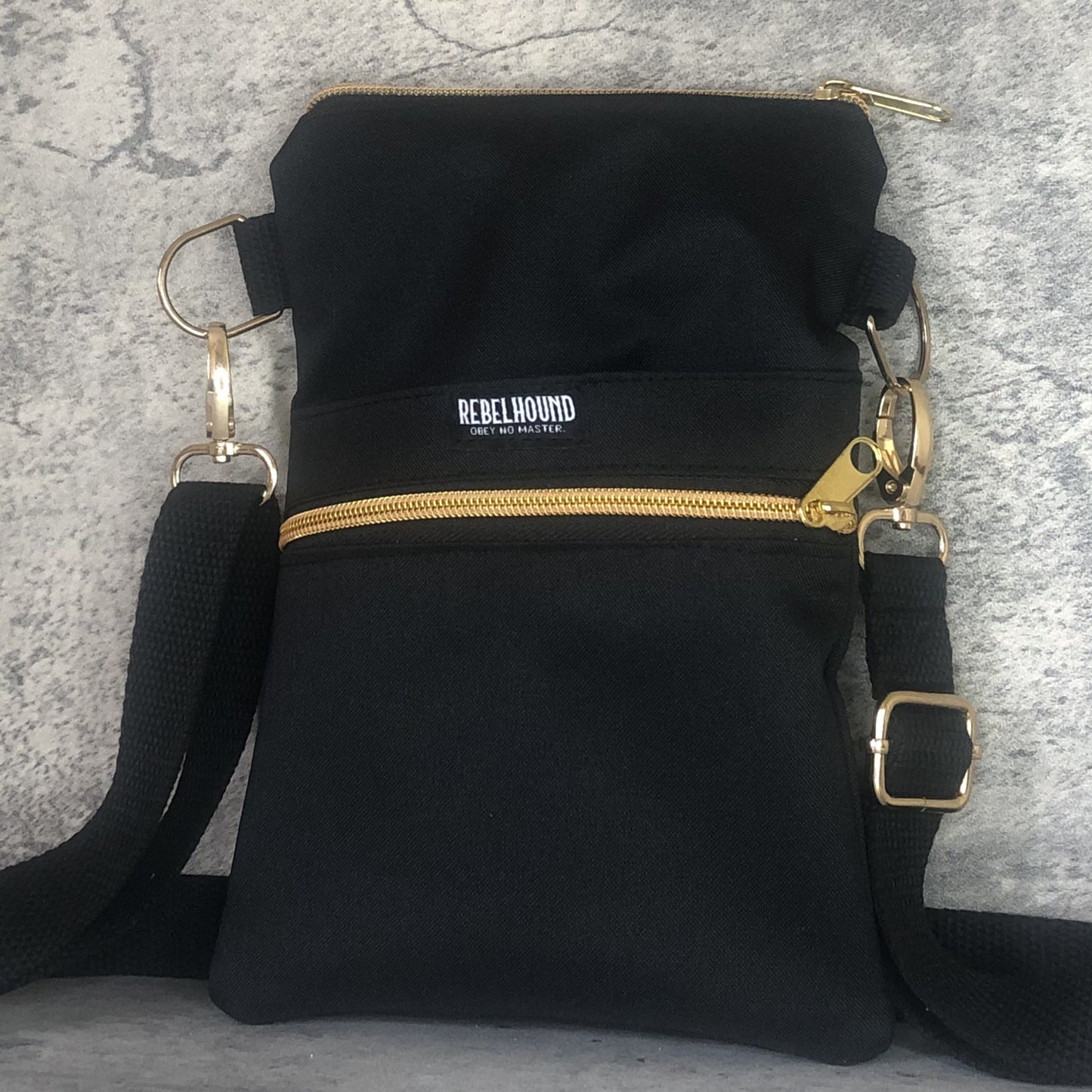 ONYX Black and Gold Waterproof Dog Walking Cross Body Bag