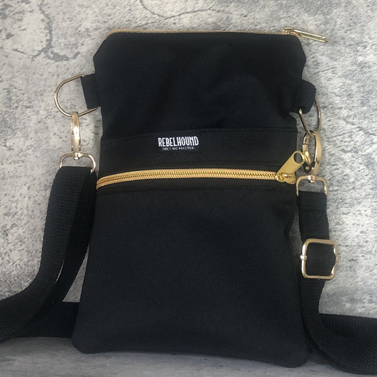 ONYX Black and Gold Waterproof Dog Walking Cross Body Bag