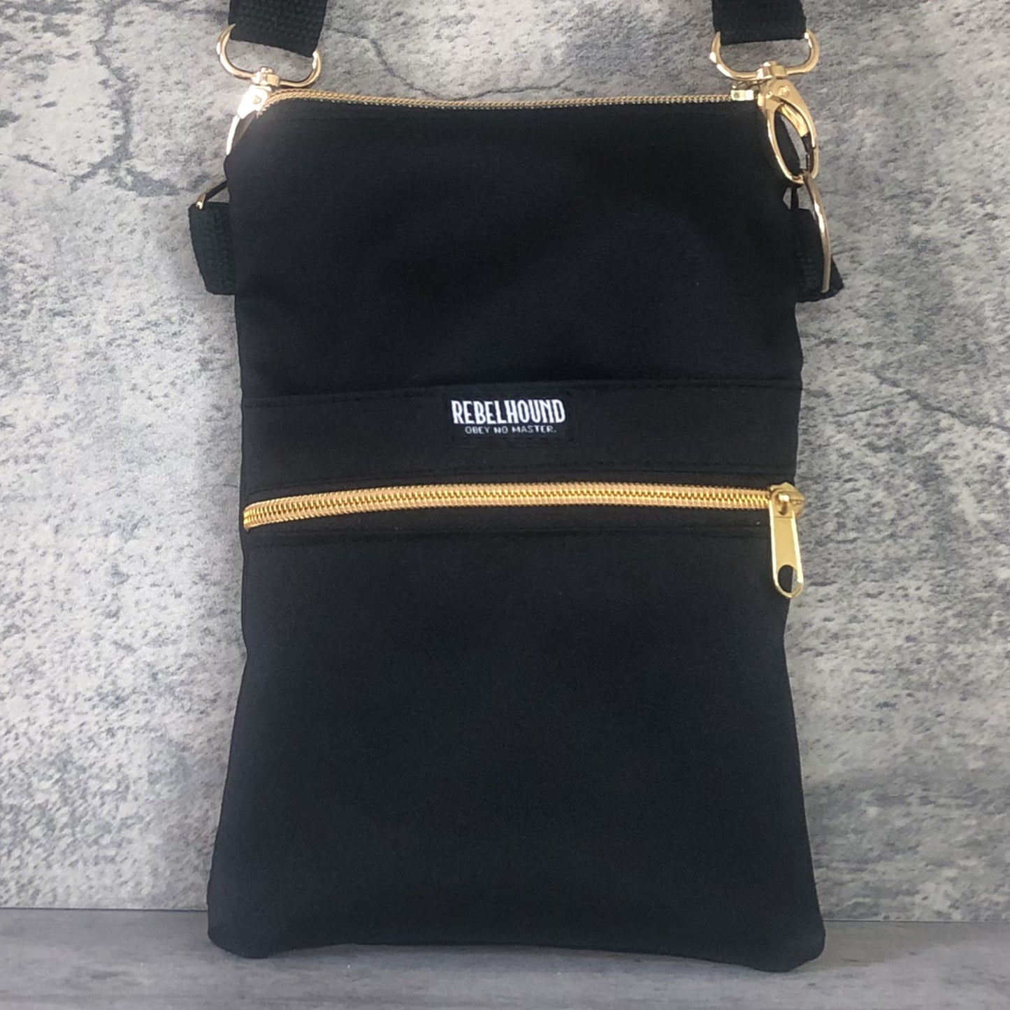 ONYX Black and Gold Waterproof Dog Walking Cross Body Bag