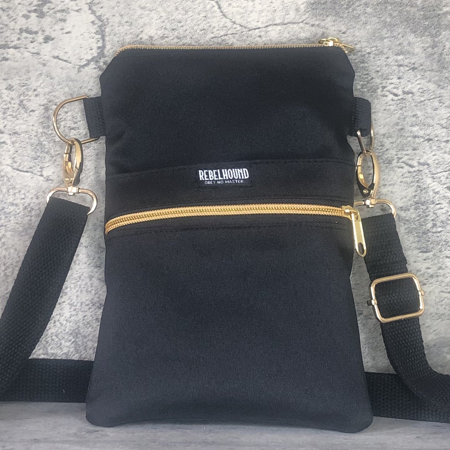 ONYX Black and Gold Waterproof Dog Walking Cross Body Bag