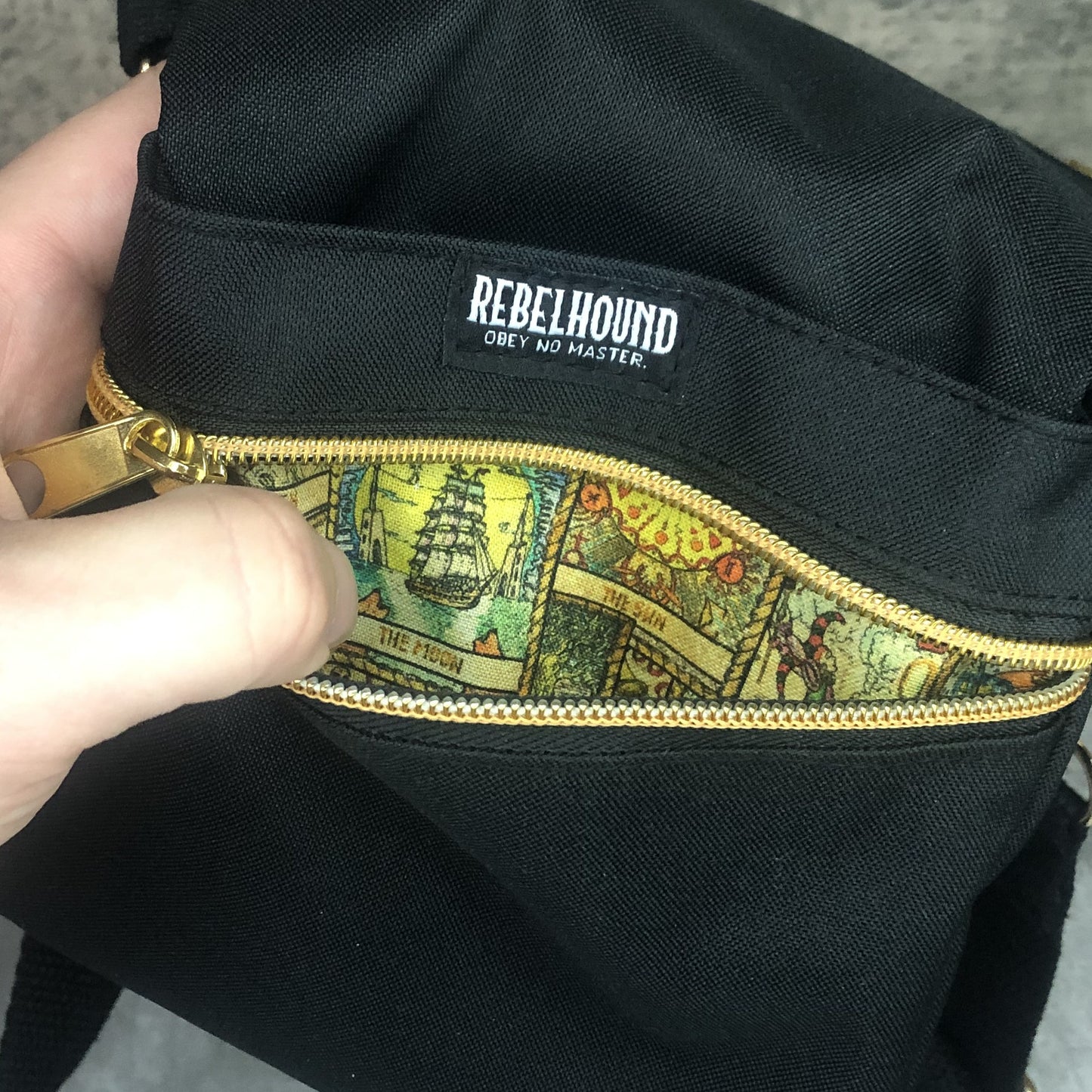 ONYX Black and Gold Waterproof Dog Walking Cross Body Bag