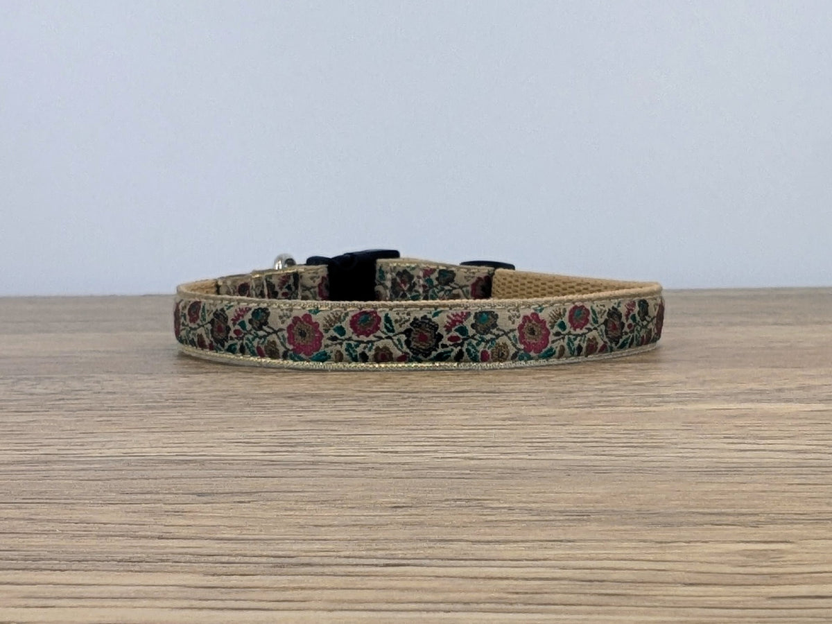 Beige Floral Small Dog/Puppy Collar