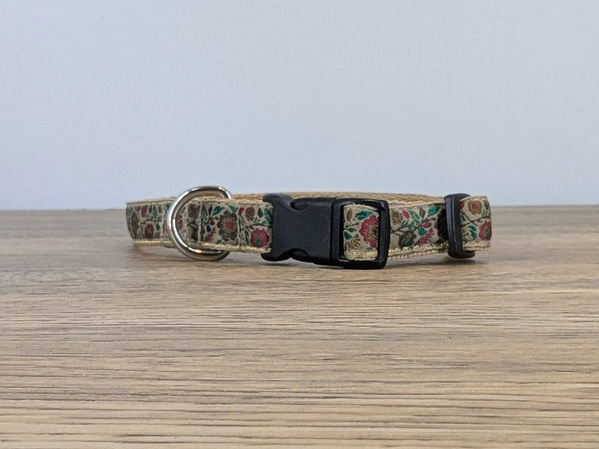 Beige Floral Small Dog/Puppy Collar