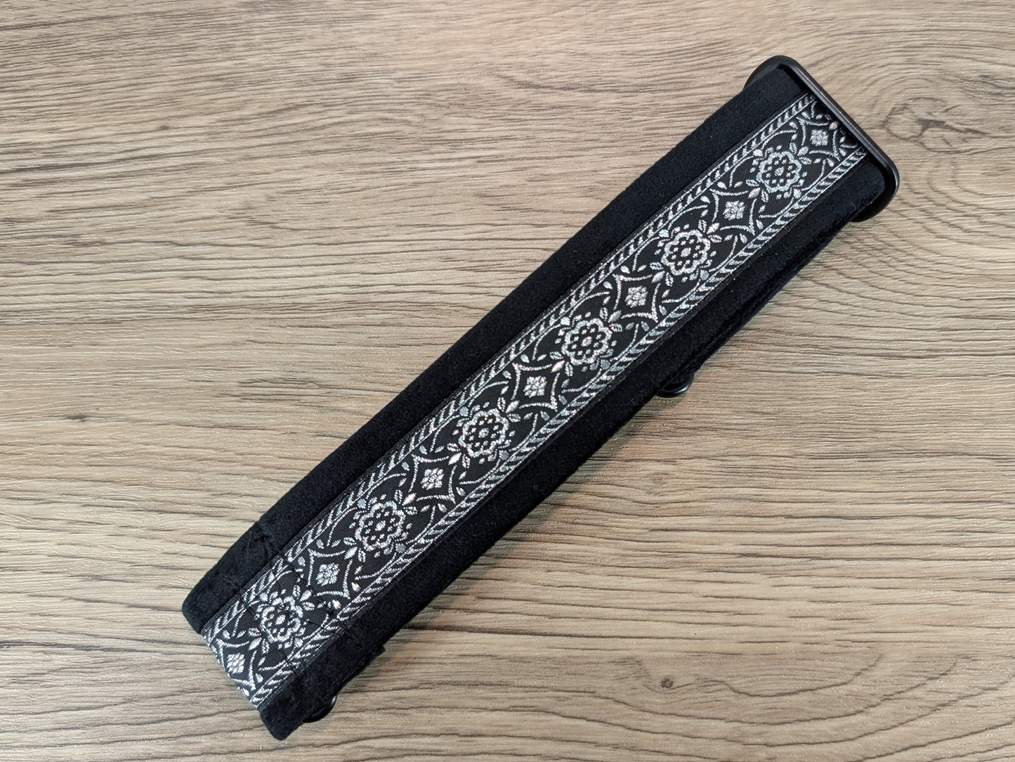 Black and Silver Velvet Lined Martingale/Half-check Dog Collar