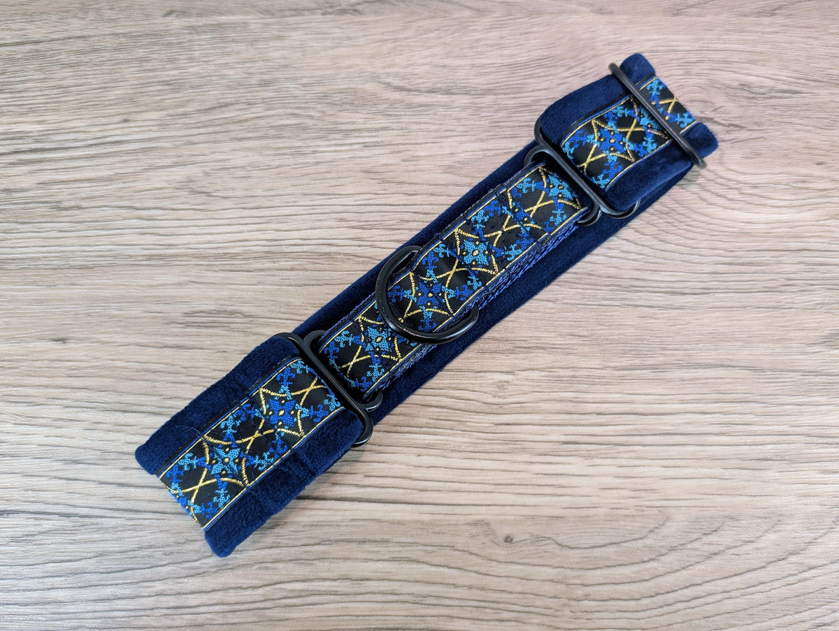 Blue Velvet Lined Martingale/Half-check Dog Collar