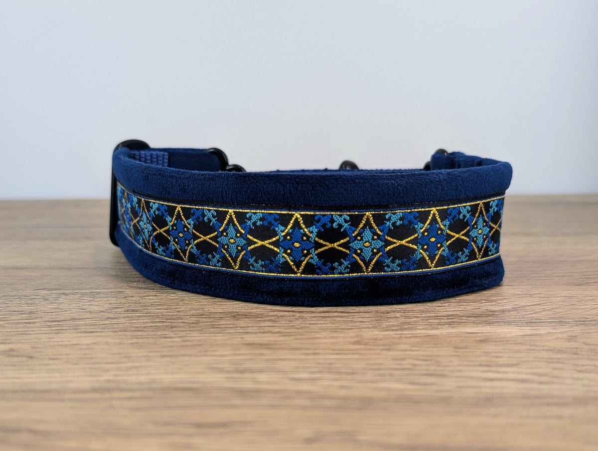Blue Velvet Lined Martingale/Half-check Dog Collar