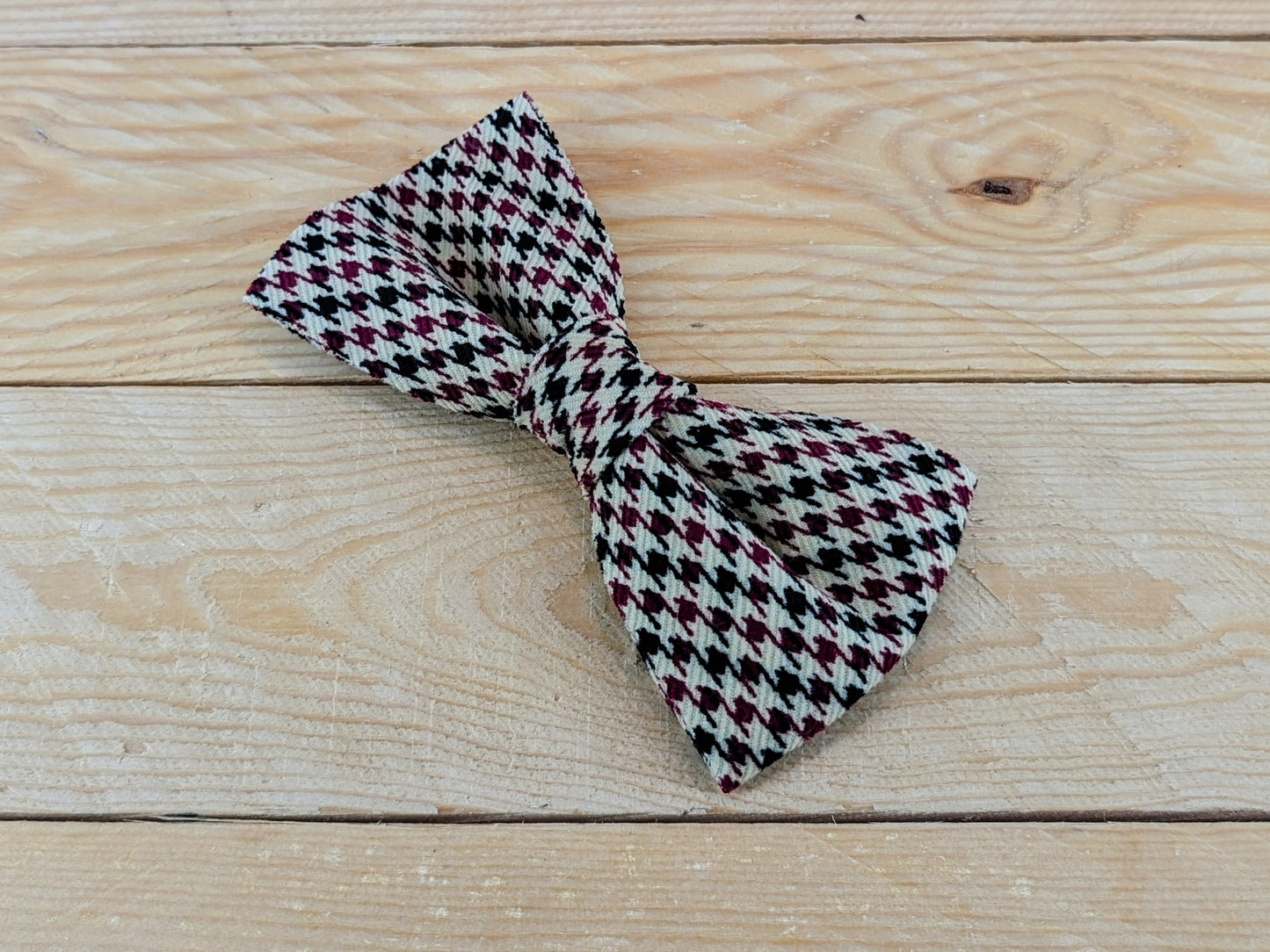 Brown Houndstooth Check Dog Bow Tie 