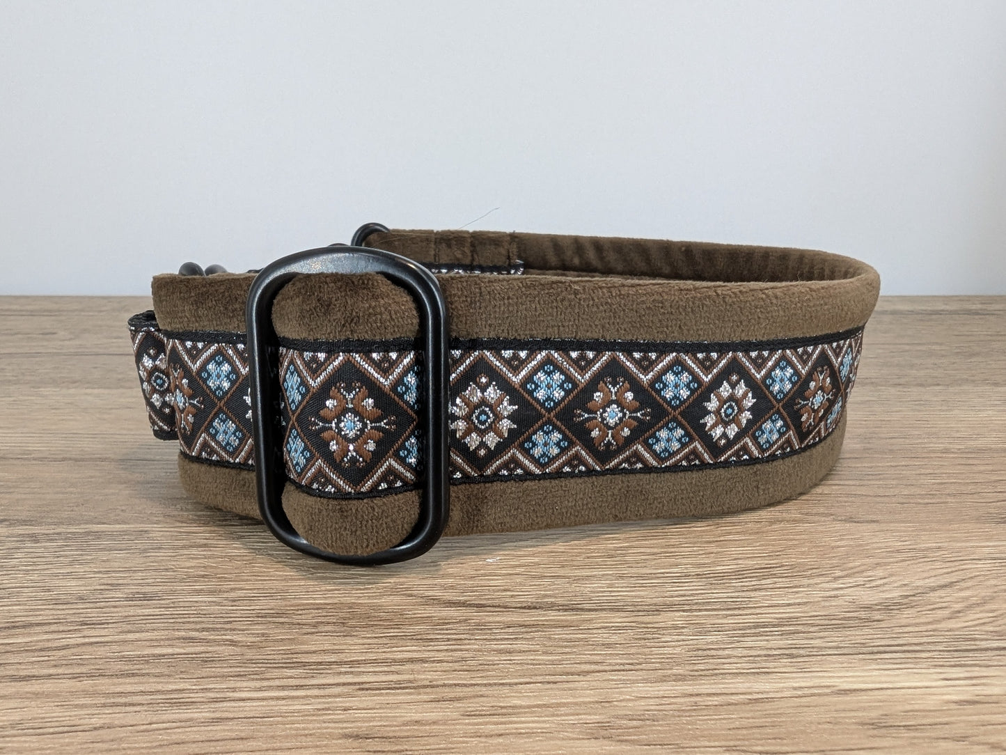 Brown Velvet Lined Martingale/Half-check Dog Collar