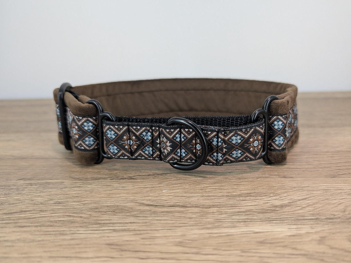 Brown Velvet Lined Martingale/Half-check Dog Collar
