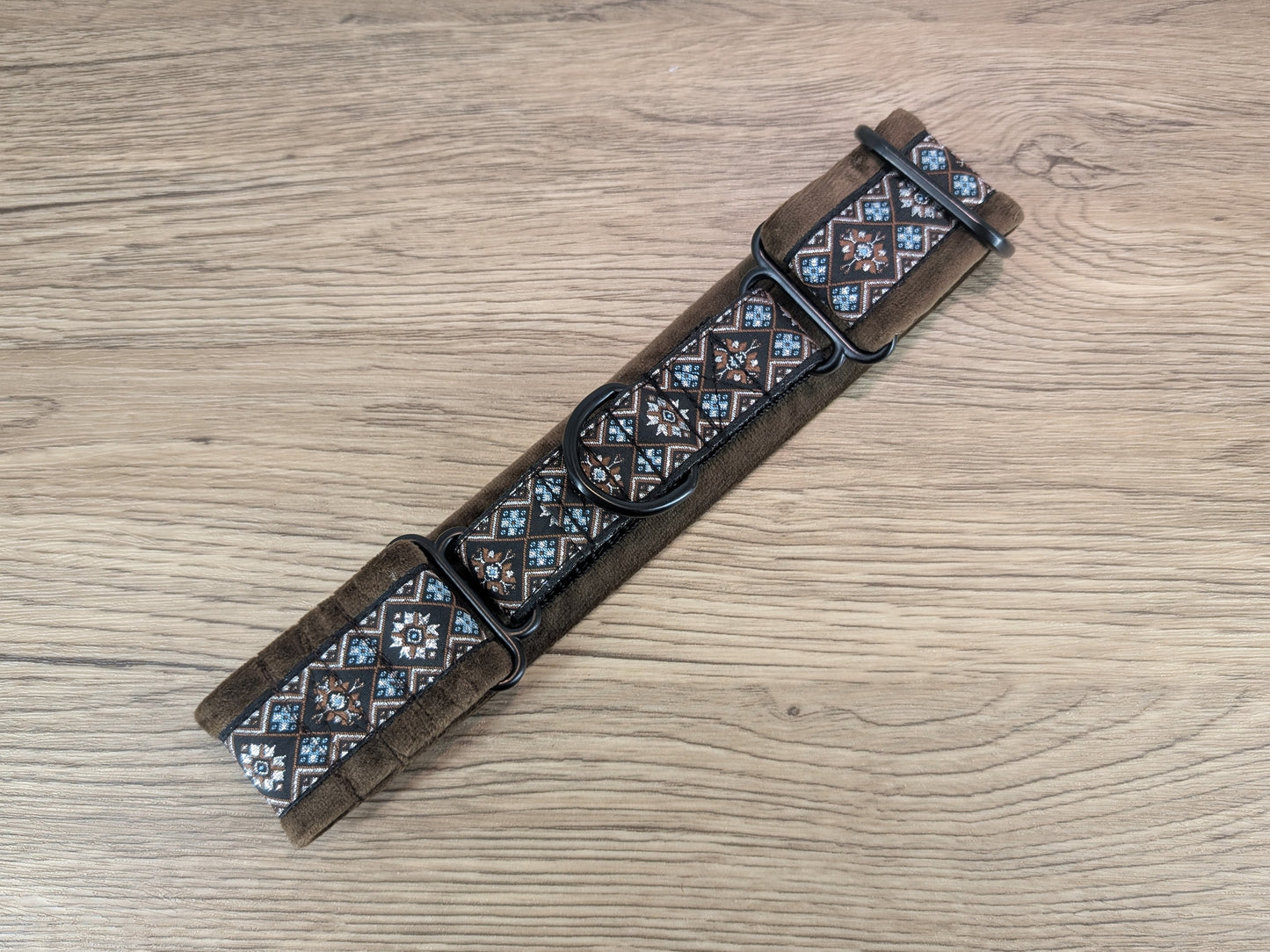 Brown Velvet Lined Martingale/Half-check Dog Collar