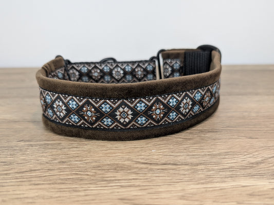 Brown Velvet Lined Martingale/Half-check Dog Collar