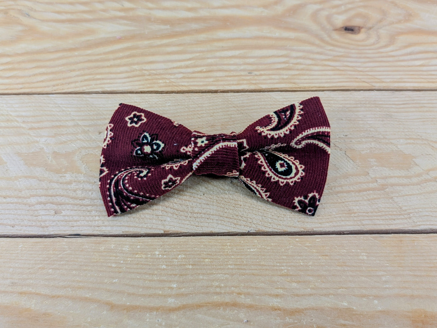 Burgundy Paisley Dog Bow Tie