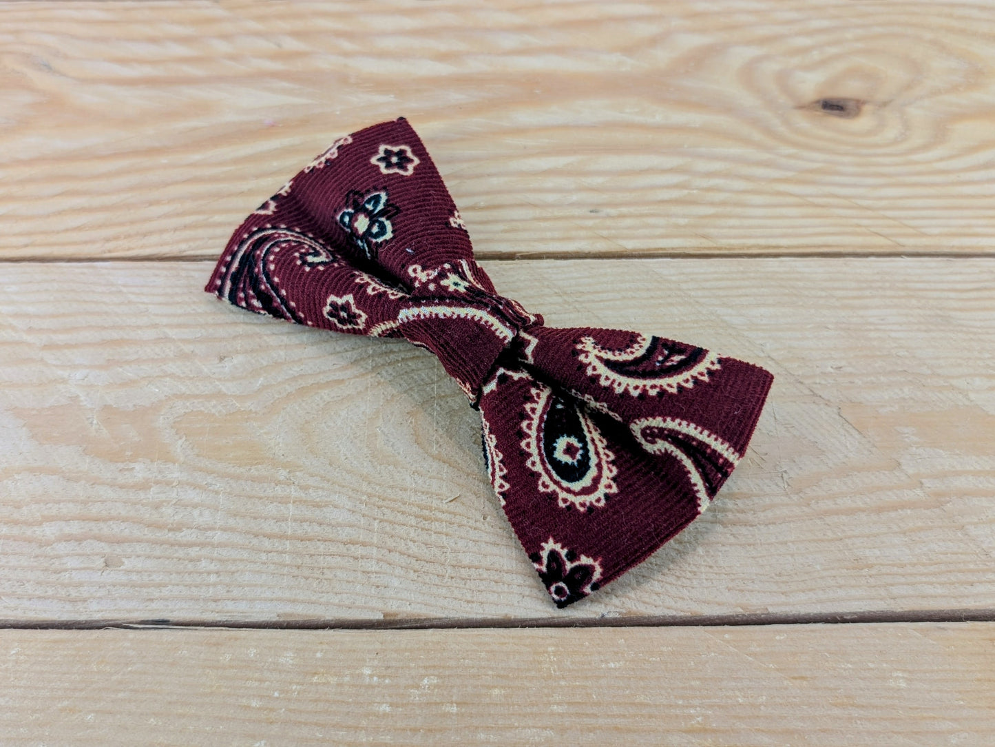 Burgundy Paisley Dog Bow Tie