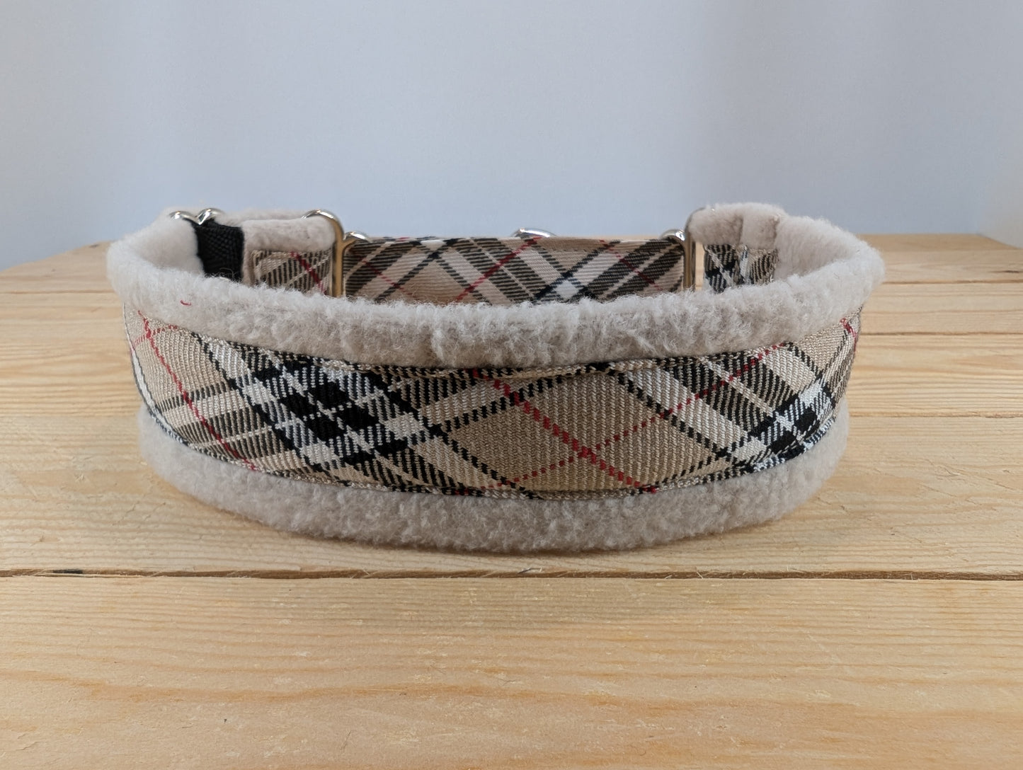 Camel Check Fleece Lined Martingale/Half-check Dog Collar