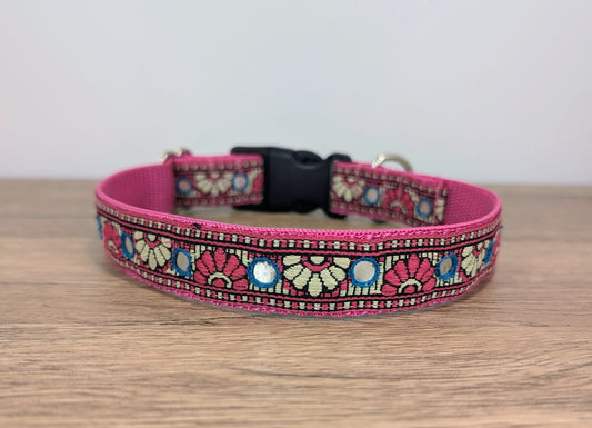 Cerise Mirrored Dog Collar
