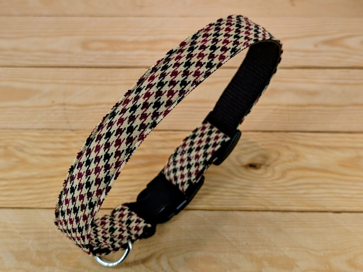 Brown Houndstooth Check Dog Collar