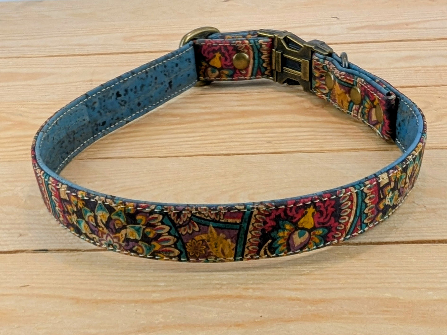 Cork Vegan Leather Paisley Dog Collar