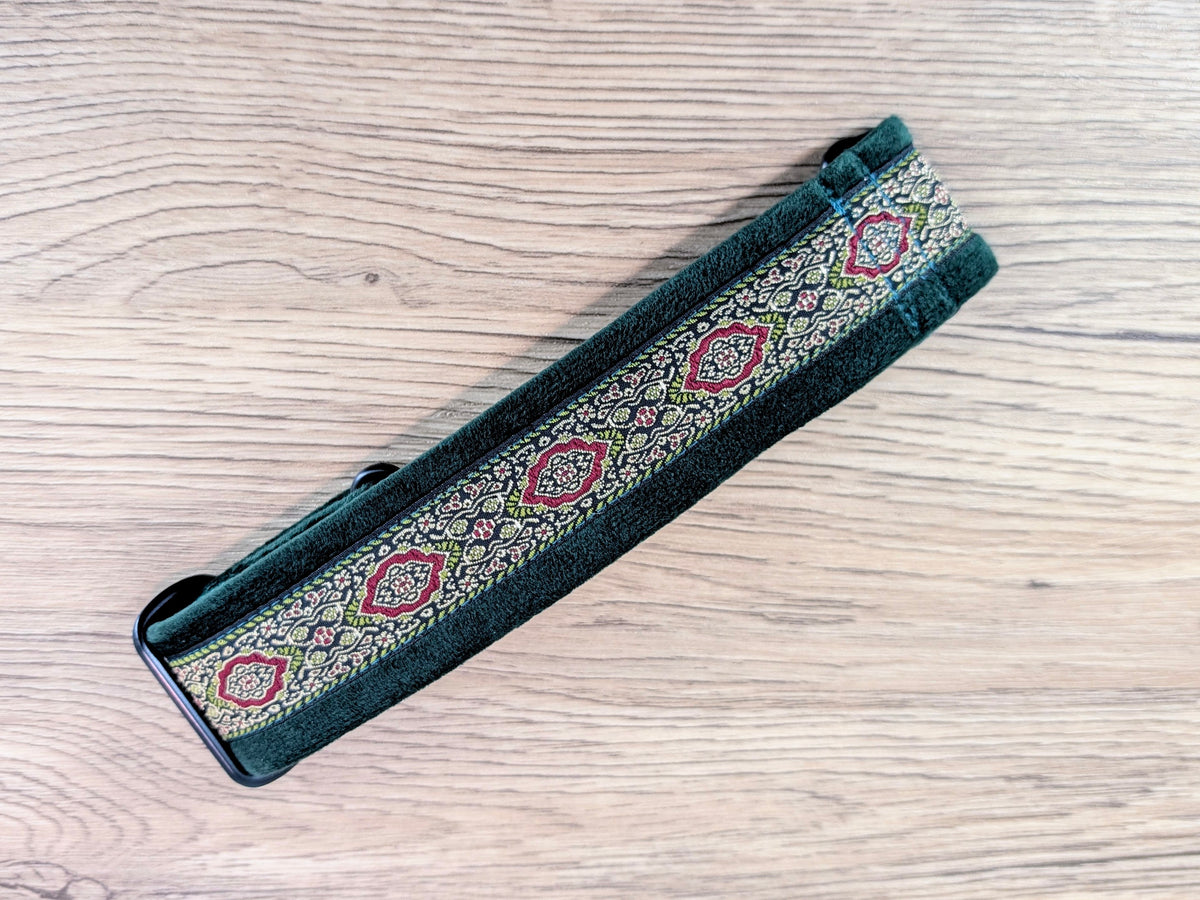Dark Green Velvet Lined Martingale/Half-check Dog Collar