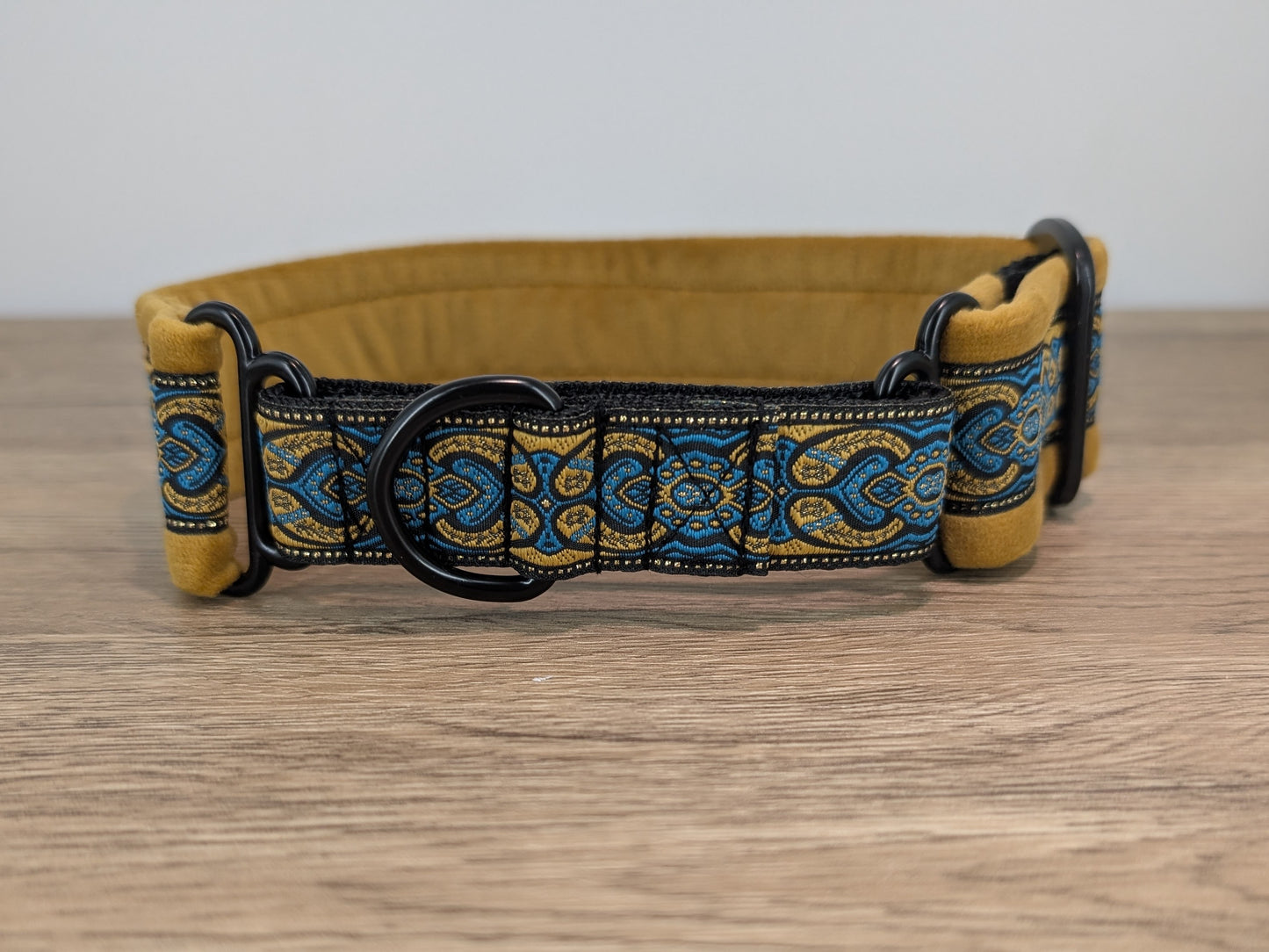 Gold Velvet Lined Martingale/Half-check Dog Collar