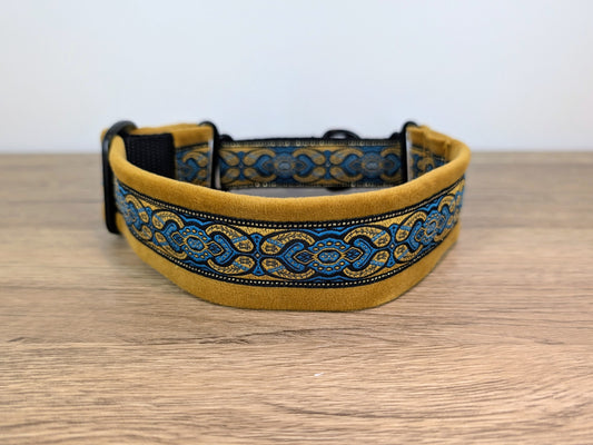 Gold Velvet Lined Martingale/Half-check Dog Collar