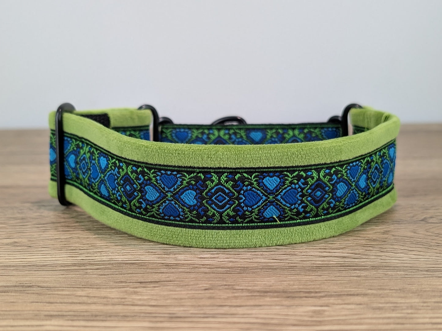 Green Velvet Lined Martingale/Half-check Dog Collar