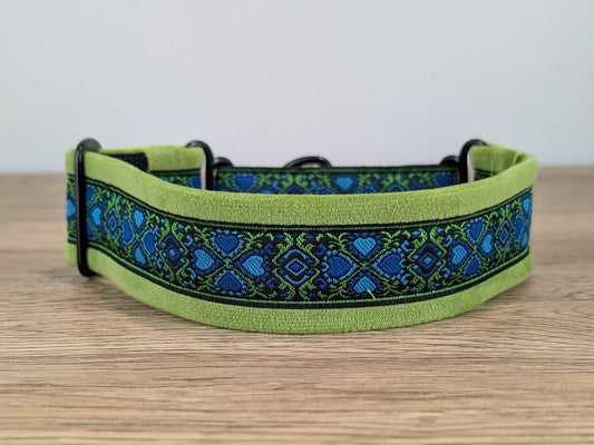 Green Velvet Lined Martingale/Half-check Dog Collar
