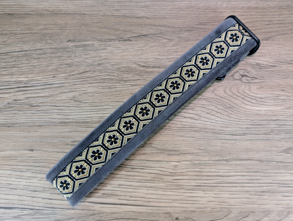 Dark Grey Diara Velvet Lined Martingale/Half-check Dog Collar