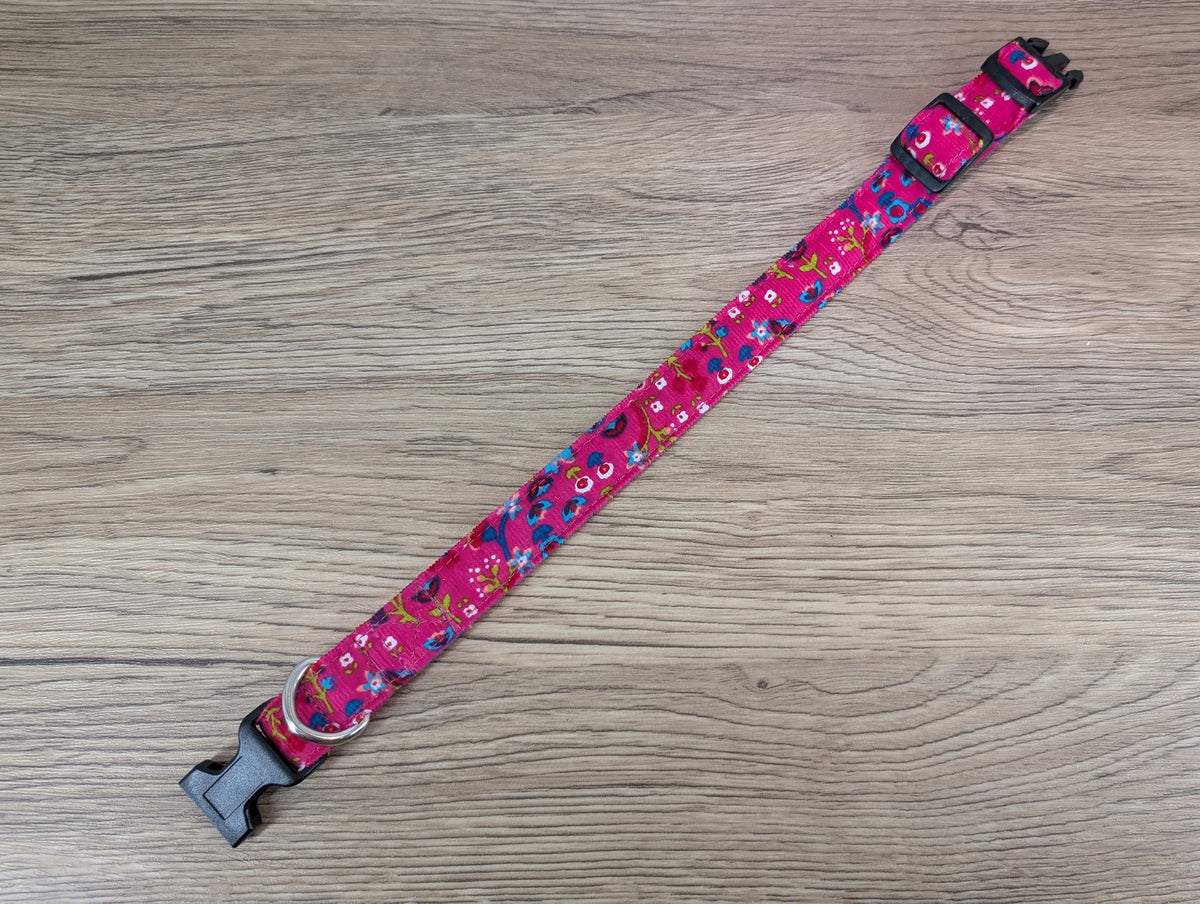 Hot Pink Dainty Floral Dog Collar