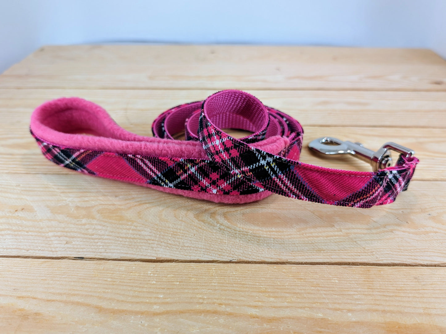 Cerise Pink Tartan Dog Lead