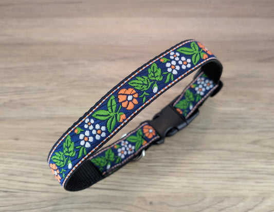 Leaves and Flowers Floral Dog Collar