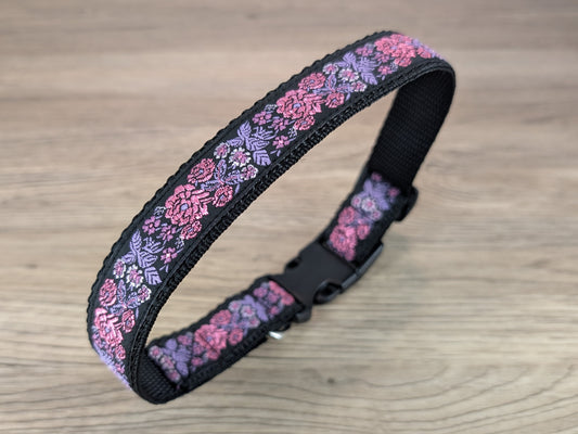 Lilac and Pink Floral Dog Collar