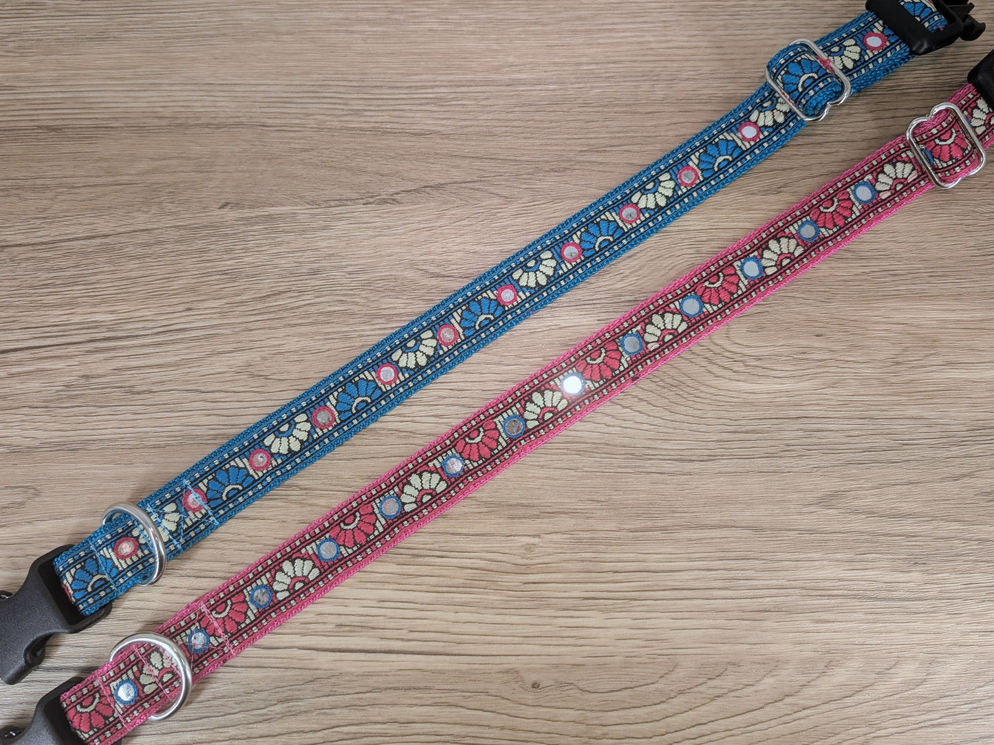 Turquoise Mirrored Dog Collar