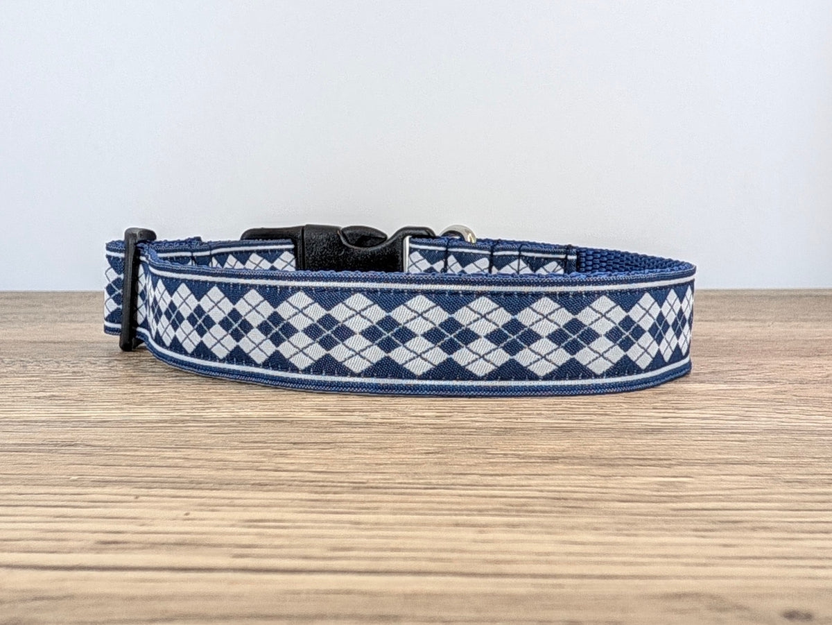 Navy and White Baklava Dog Collar