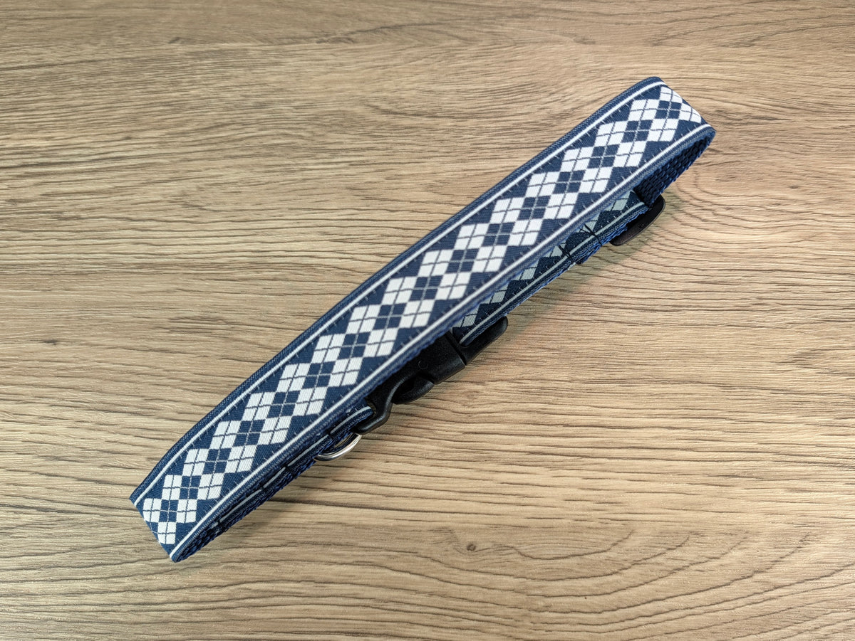 Navy and White Baklava Dog Collar