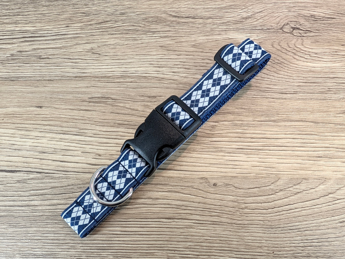 Navy and White Baklava Dog Collar