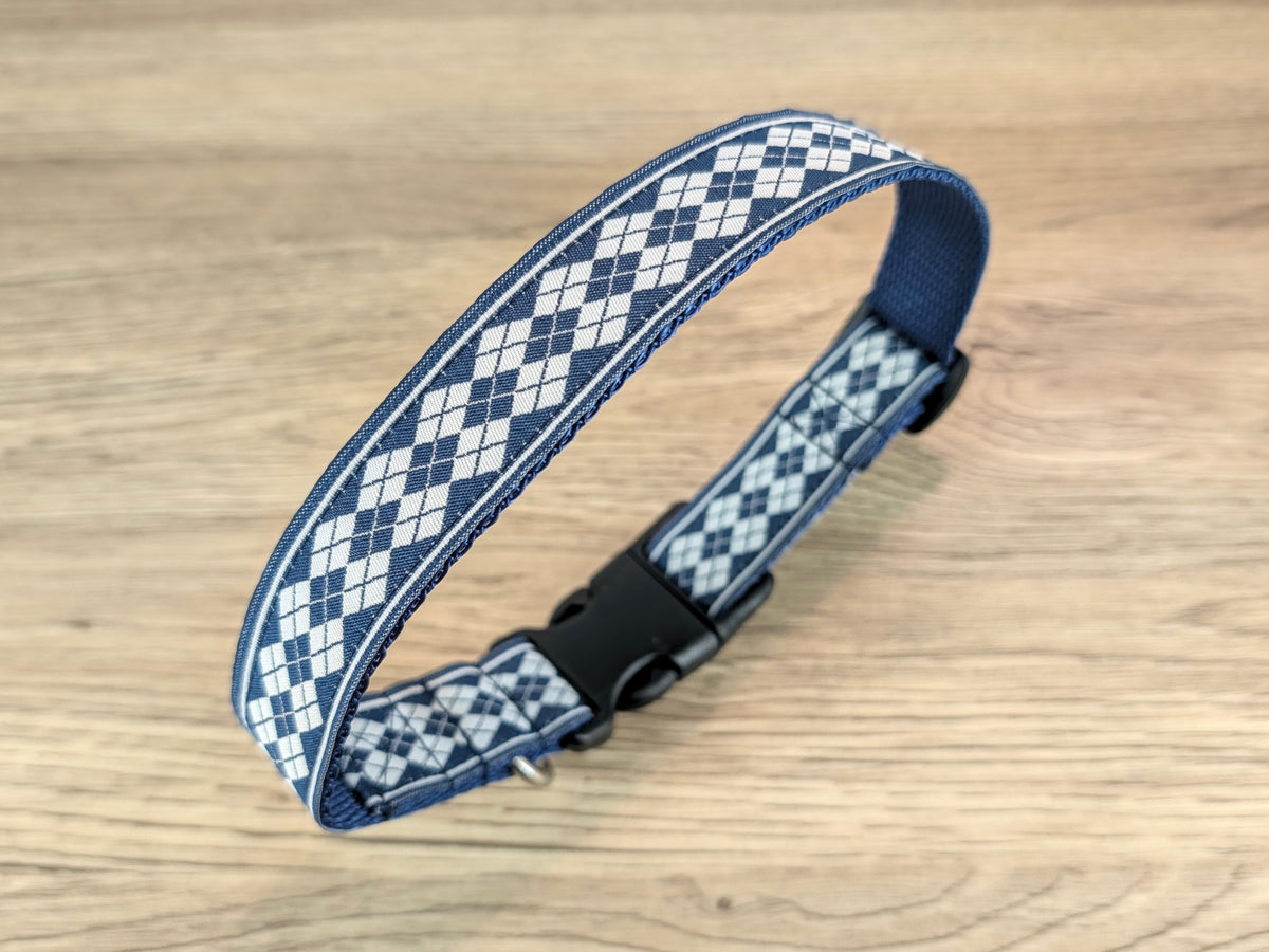 Navy and White Baklava Dog Collar