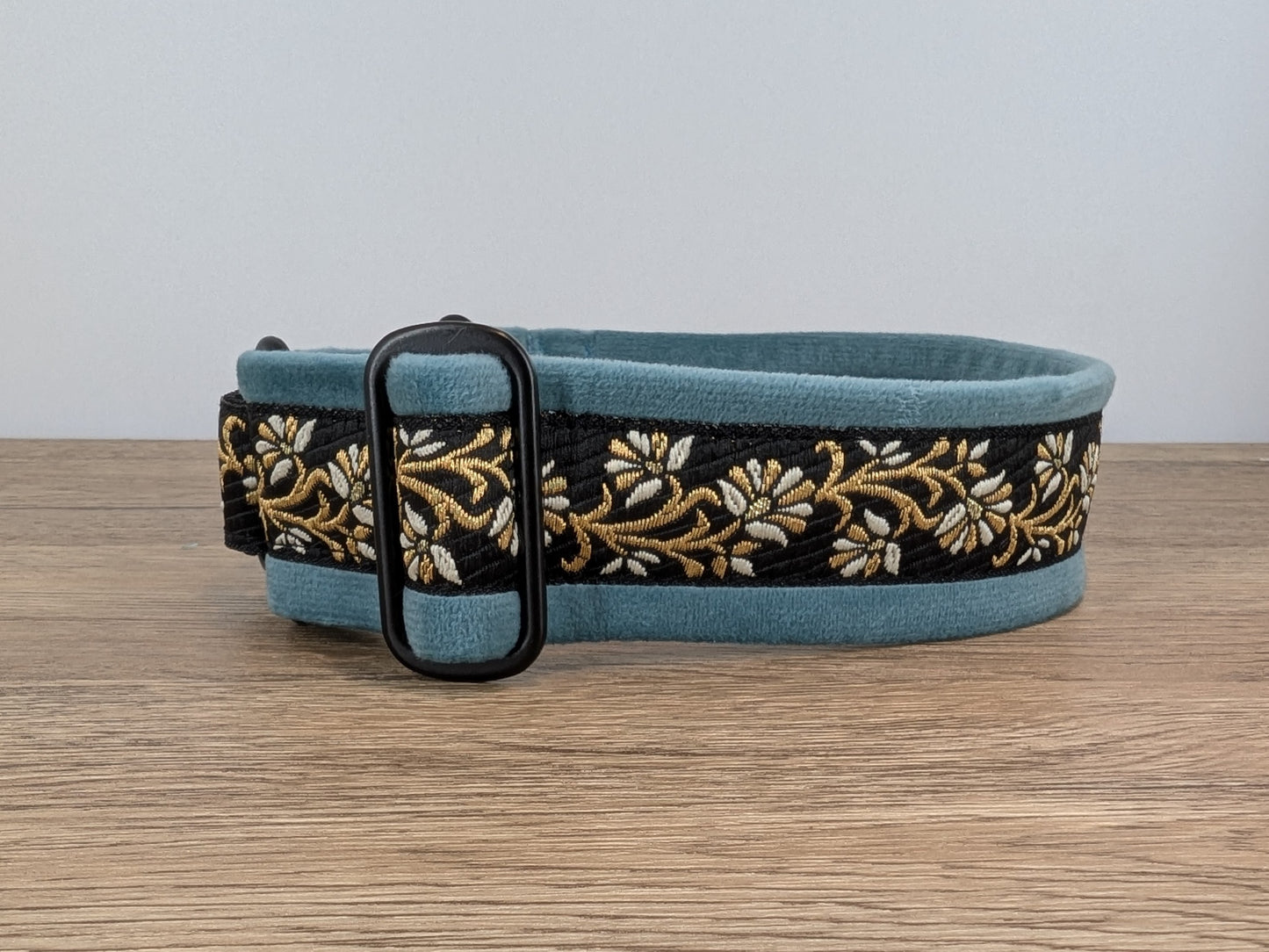 Duck Egg Blue Velvet Lined Martingale/Half-check Dog Collar