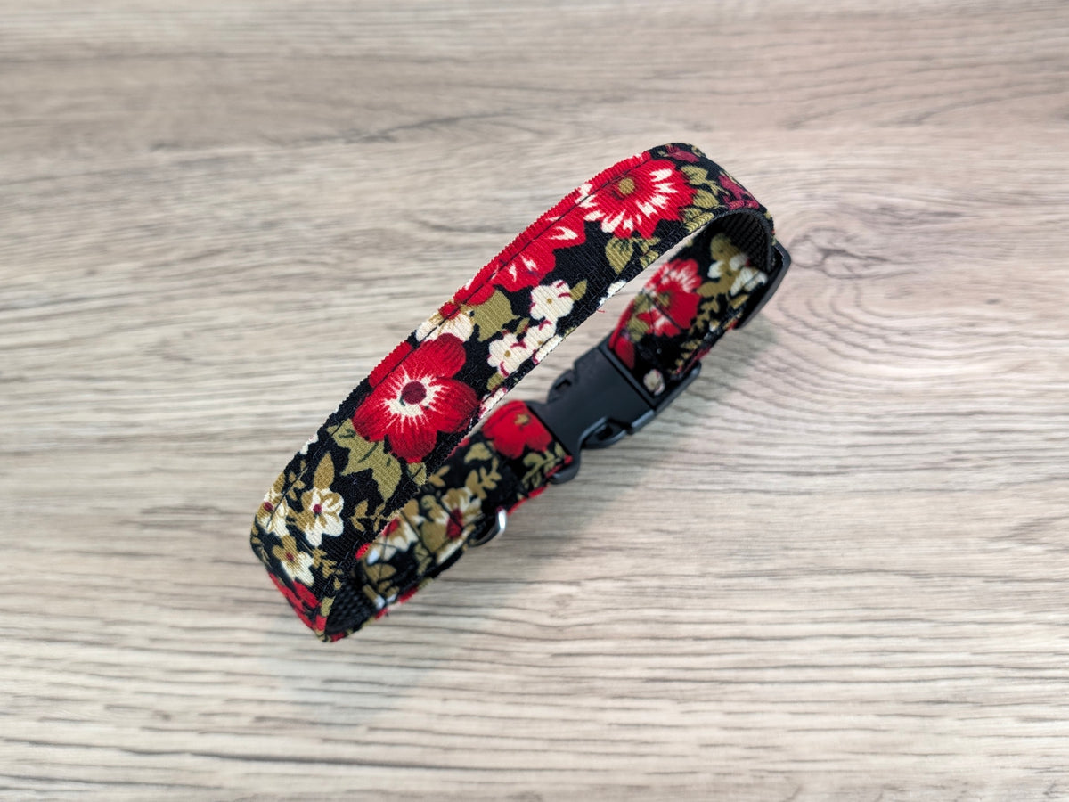 Red Poppy Floral Dog Collar