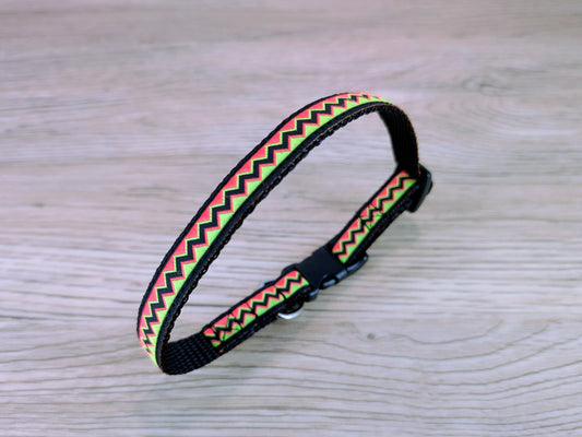 Orange and Green Zigzag Small Dog/Puppy Collar