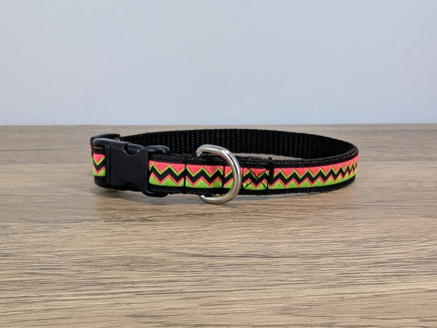 Orange and Green Zigzag Small Dog/Puppy Collar