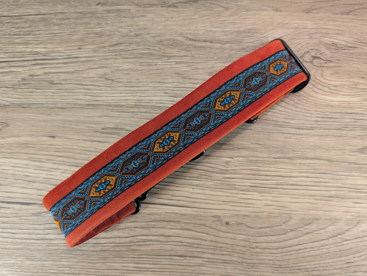 Orange Velvet Lined Martingale/Half-check Dog Collar