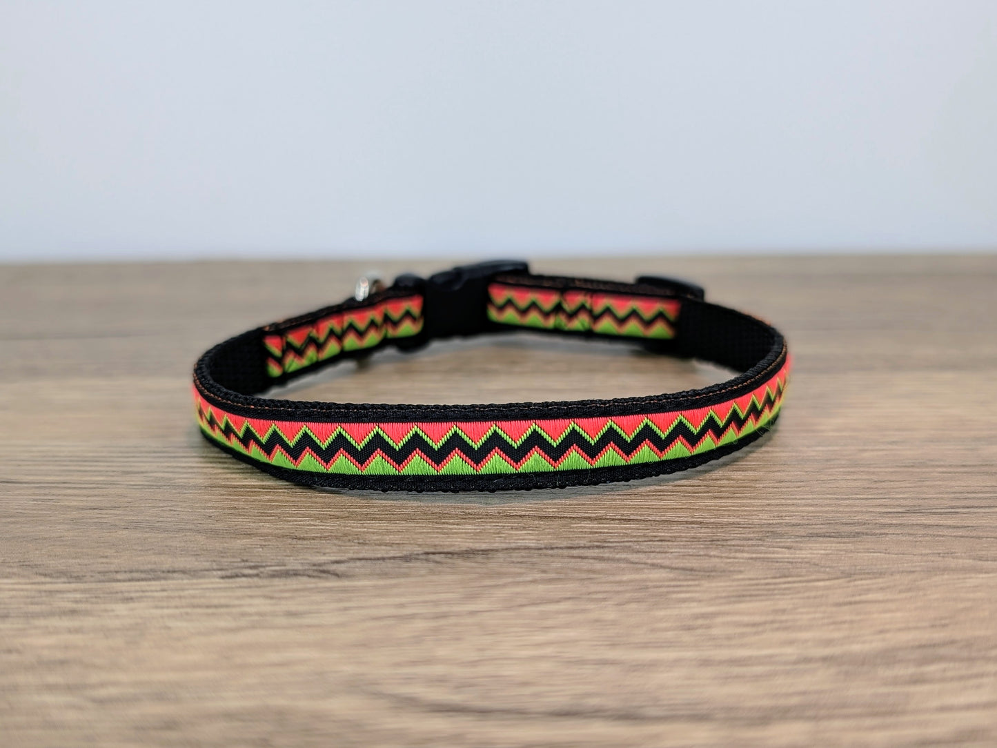 Orange and Green Zigzag Small Dog/Puppy Collar