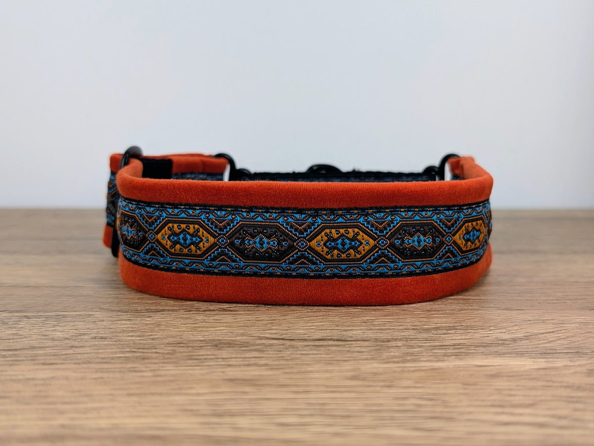Orange Velvet Lined Martingale/Half-check Dog Collar