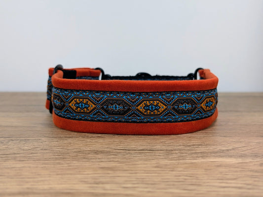 Orange Velvet Lined Martingale/Half-check Dog Collar